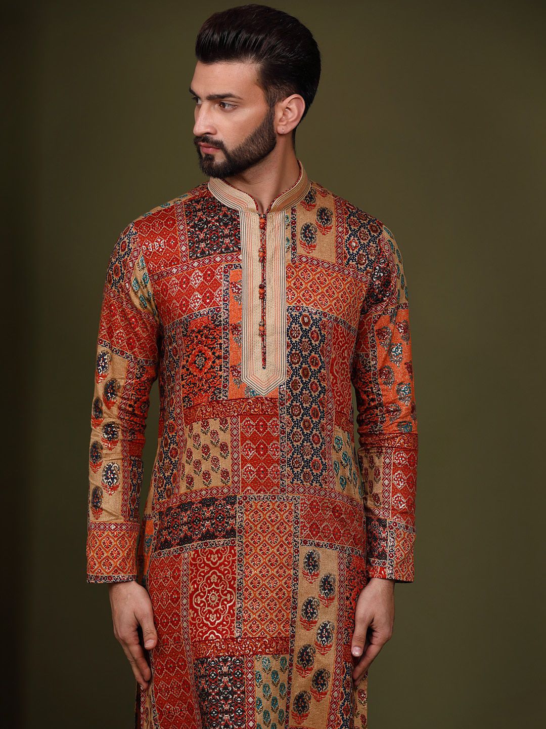 KISAH Men Abstract Printed Regular Fit Kurta