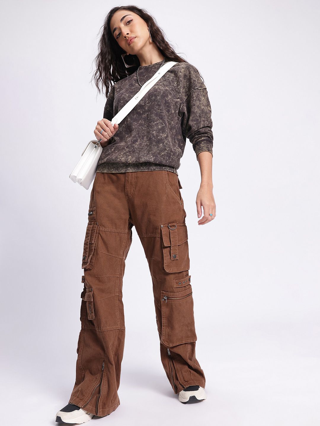 DressBerry Tie-Dye Washed Effect Drop-Shoulder Sleeves Pullover