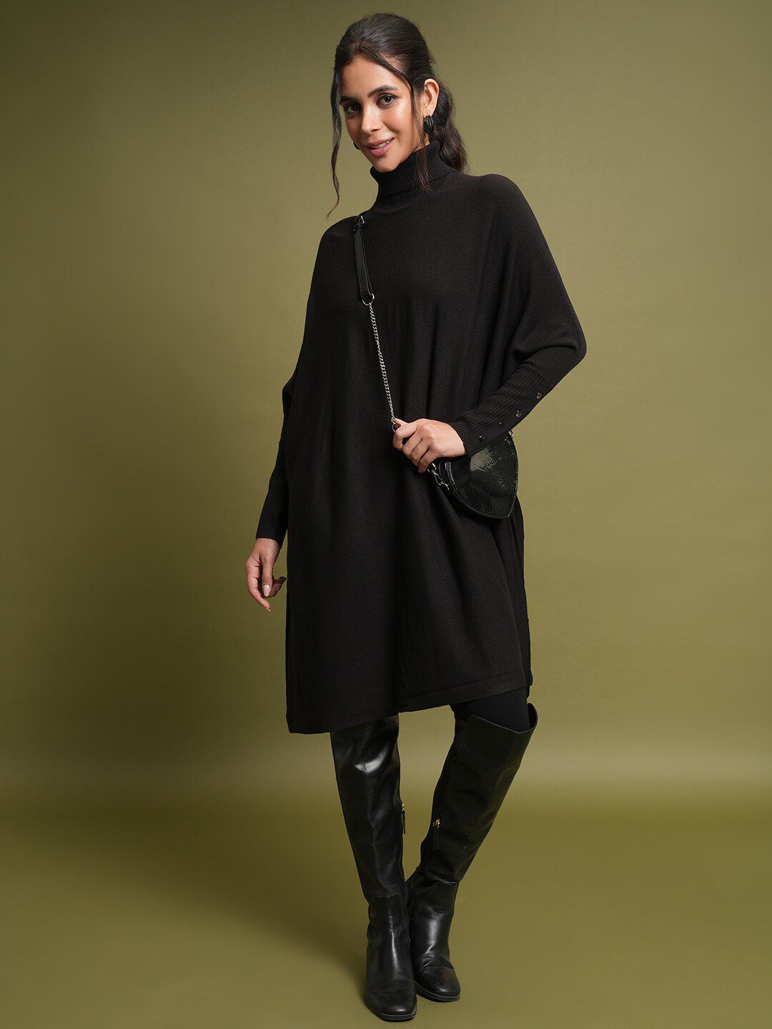 Tokyo Talkies Turtle Neck Longline Pullover Sweater