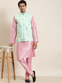 SOJANYA Mandarin Collar Regular Kurta With Pyjamas & Nehru Jacket
