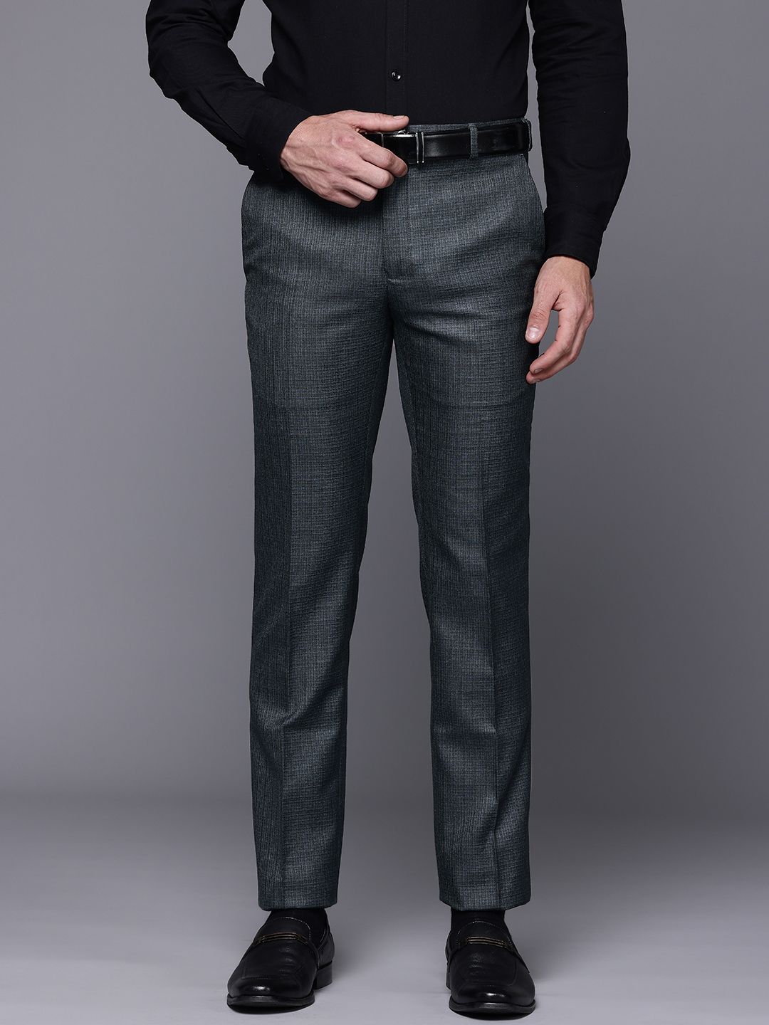 Raymond Men Textured Slim Fit Formal Trousers