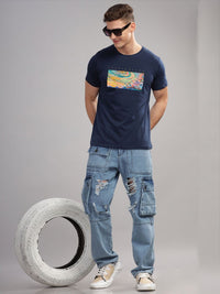 ADRO Typography Printed Round Neck Pure Cotton T-shirt