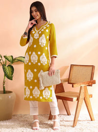 KALINI Floral Embroidered Straight Kurta