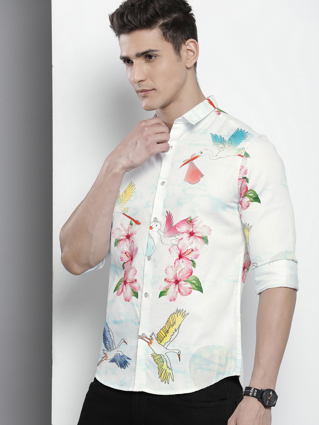 The Indian Garage Co Men Slim Fit Floral Printed Cotton Casual Shirt