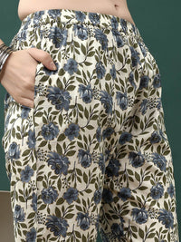 KALINI Floral Printed Pure Cotton Anarkali Kurta With Trousers & Dupatta