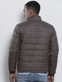 The Indian Garage Co Men Charcoal Grey Solid Padded Jacket