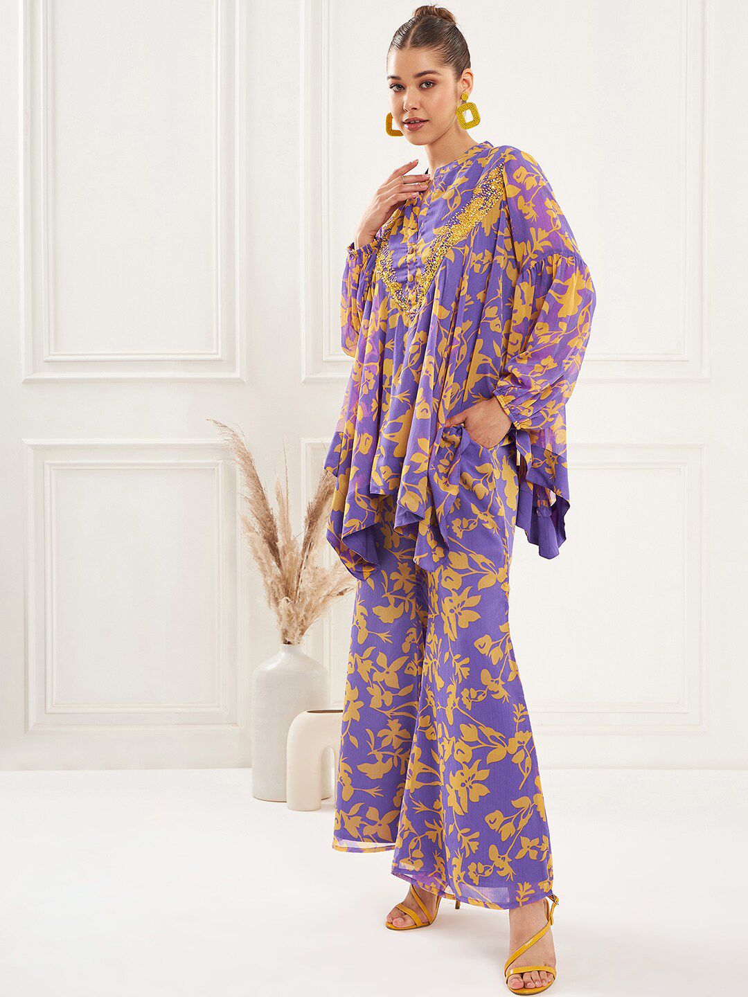 Antheaa Embellished Tunic & Palazzo