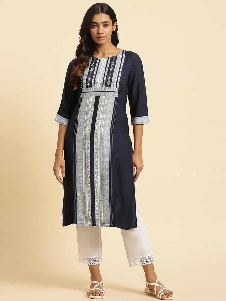W Ethnic Motifs Printed Straight Kurta