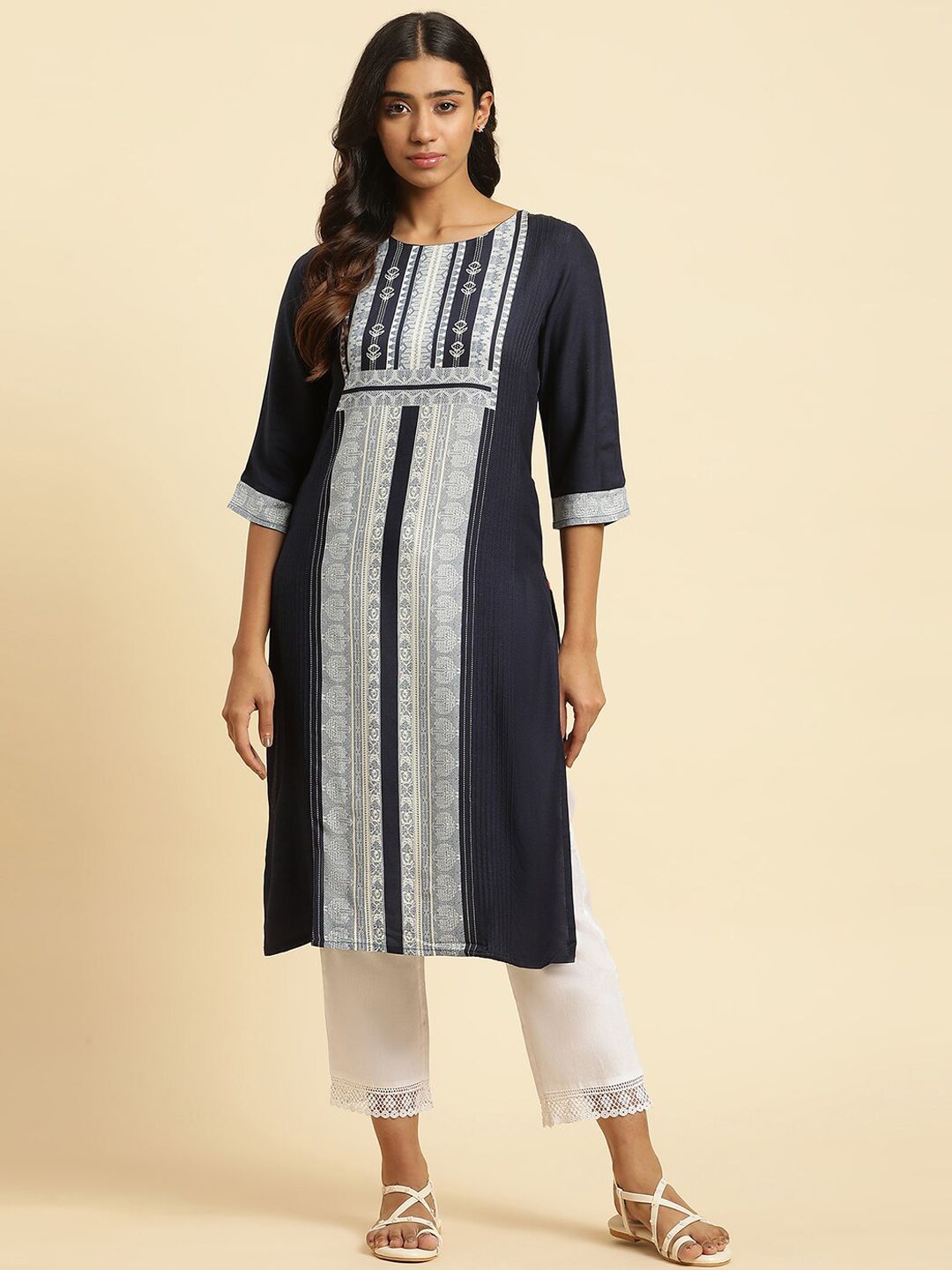 W Ethnic Motifs Printed Straight Kurta