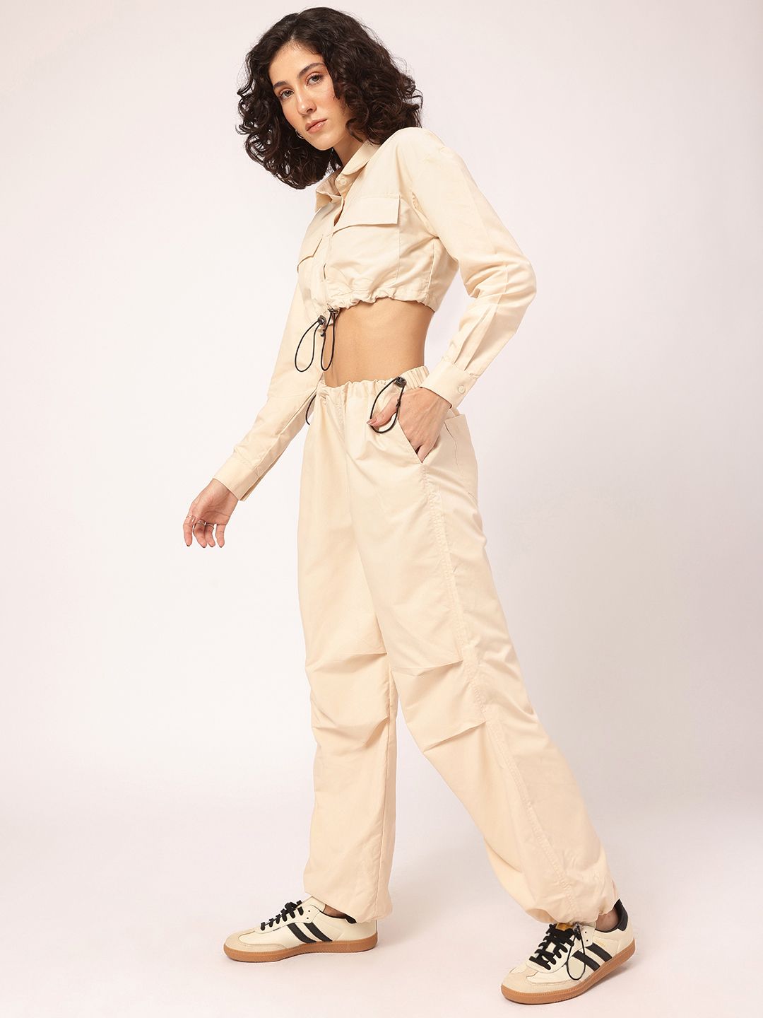 DressBerry Street Smart Styles Crop Shirt & Parachute Pants Co-Ords
