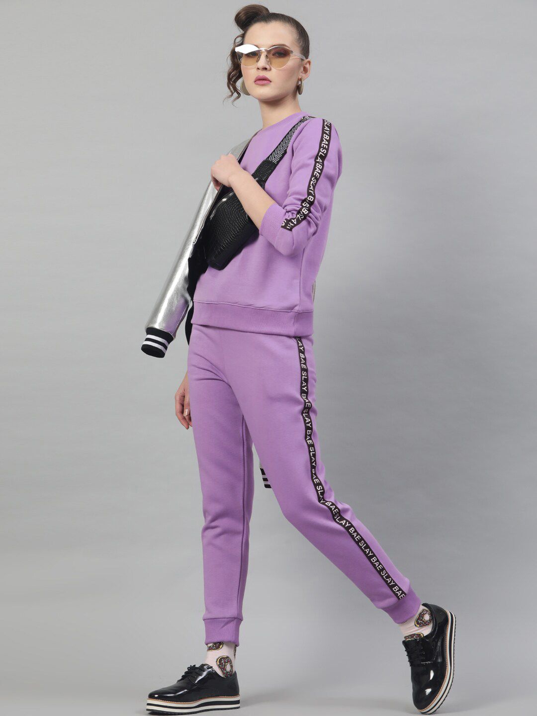 STREET 9 Women Lavender Solid Sweatshirt