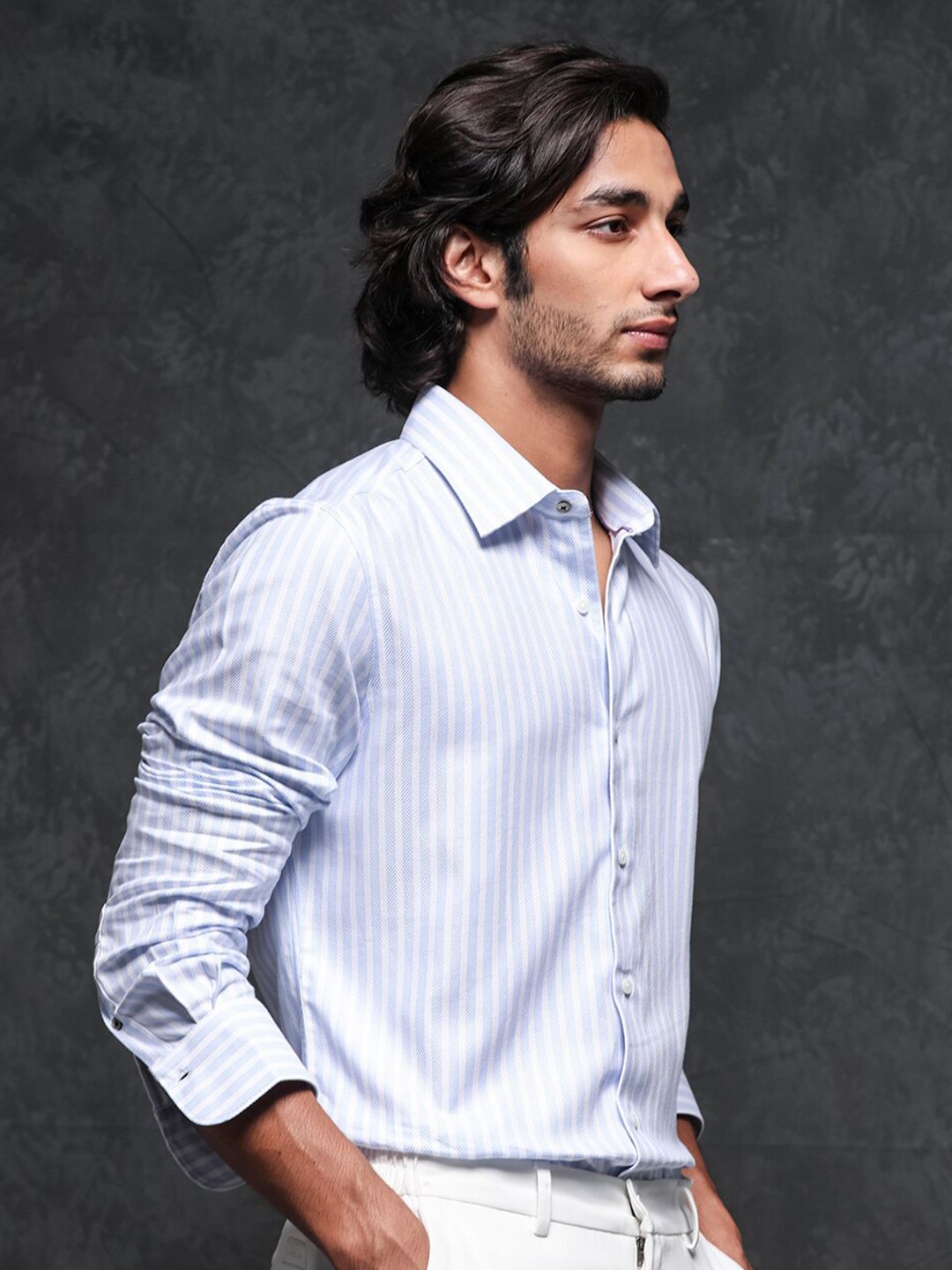 RARE RABBIT Men Astum Slim Fit Vertical Striped Cotton Shirt