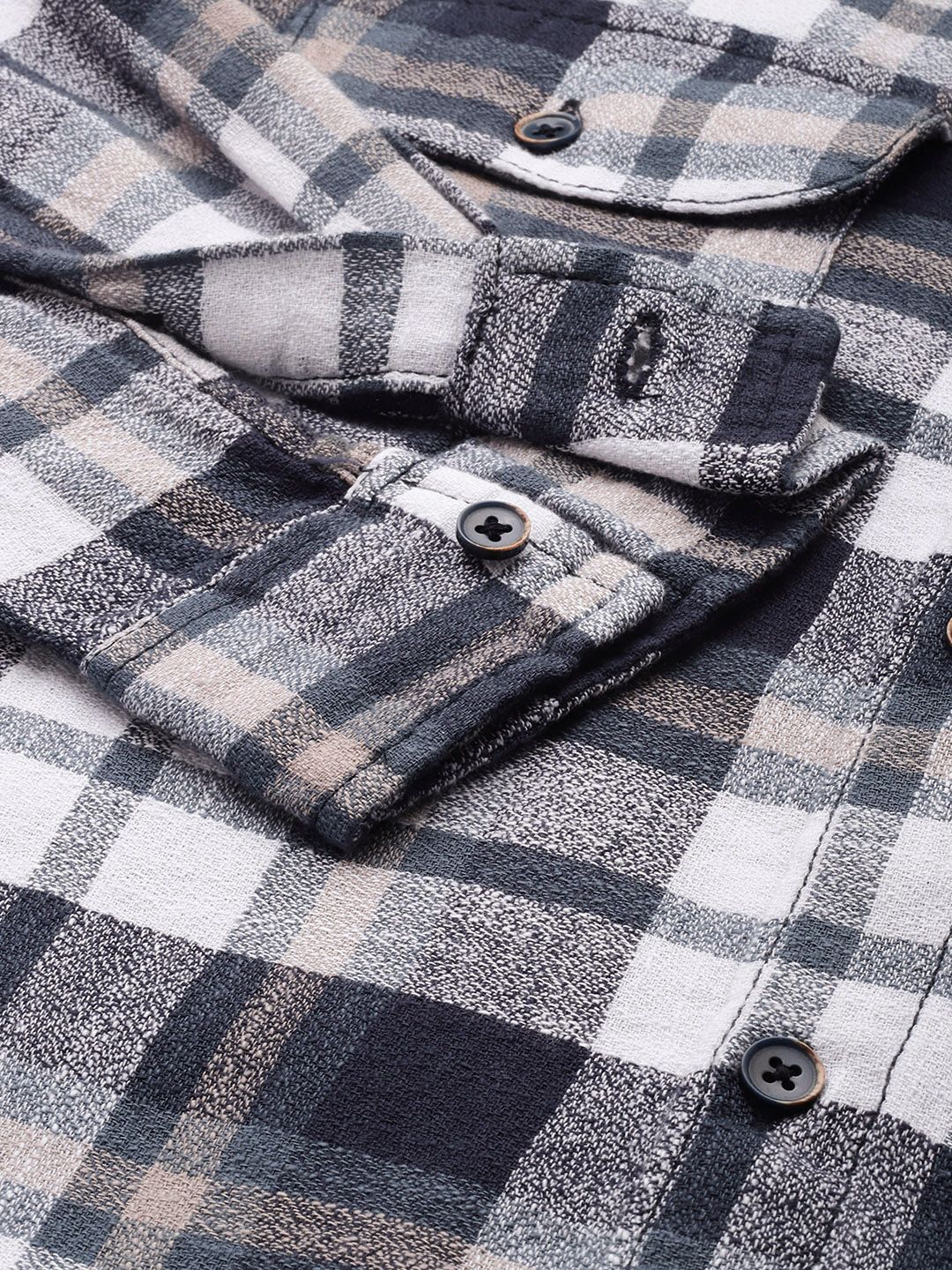 The Indian Garage Co Pure Cotton Slim Fit Checked Casual Shirt