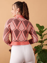 STREET 9 Cable Knit Acrylic Crop Pullover