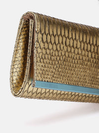 Lino Perros Women Snake Skin Textured Foldover Clutch
