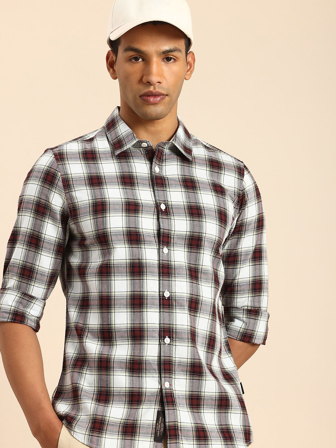 Being Human Pure Cotton Slim Fit Checked Casual Shirt