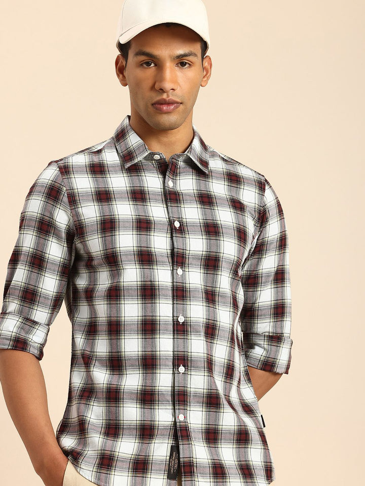 Being Human Pure Cotton Slim Fit Checked Casual Shirt