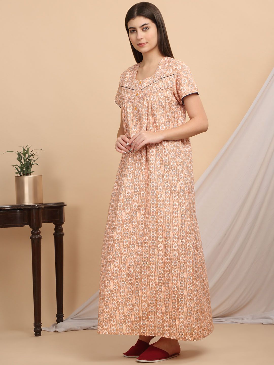 Sweet Dreams Printed Maxi Women Nightdress