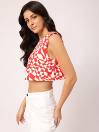 DressBerry Blush & Bold Printed Side Bows Crop Top