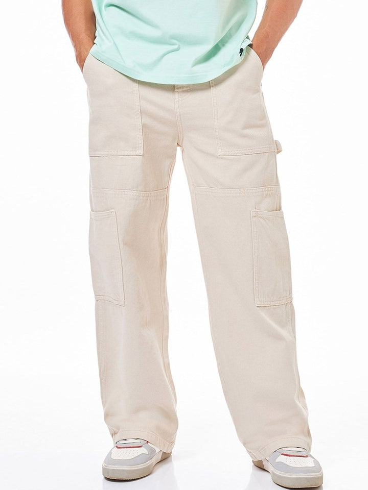 Bewakoof Men Straight Fit Cargo Carpenter Jeans