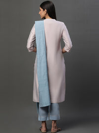 AURELIA Ethnic Motifs Yoke Design Regular Thread Work Kurta With Trousers & Dupatta