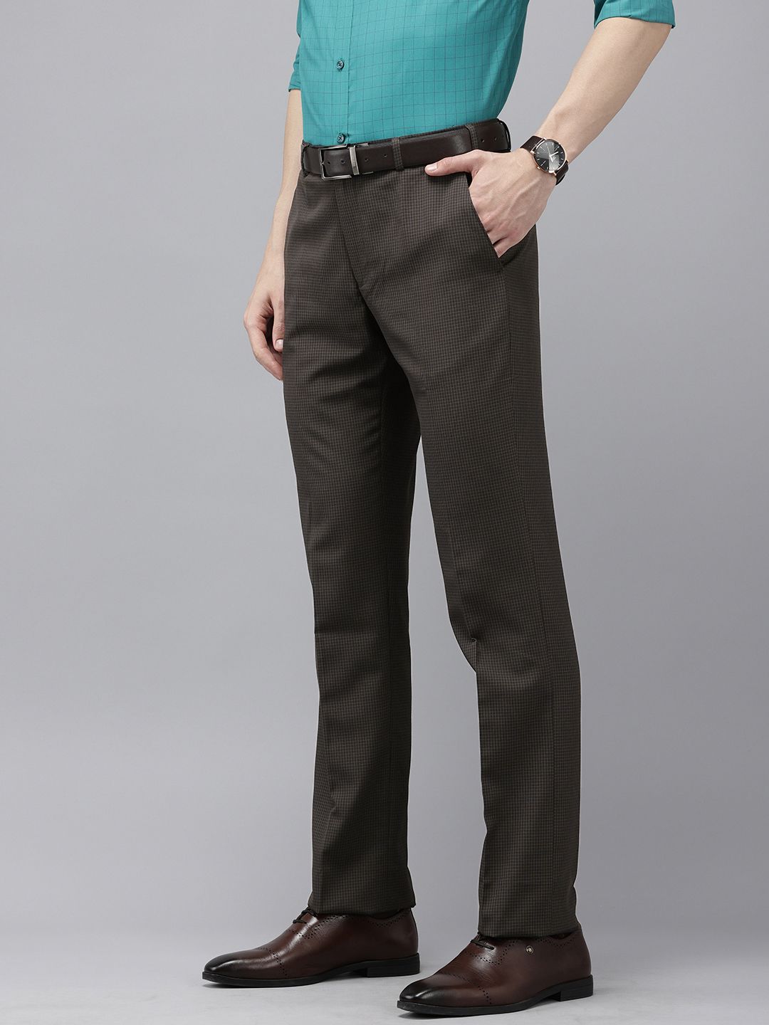 Park Avenue Men Checked Formal Trousers