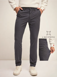 THE BEAR HOUSE Men Solid 4 Way Stretch Formal Trouser