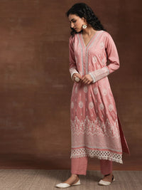 Libas Floral Embroidered V-Neck Long Sleeves Thread Work Kurta Set