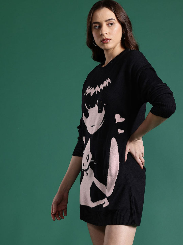 DressBerry Self Design Sweater Dress