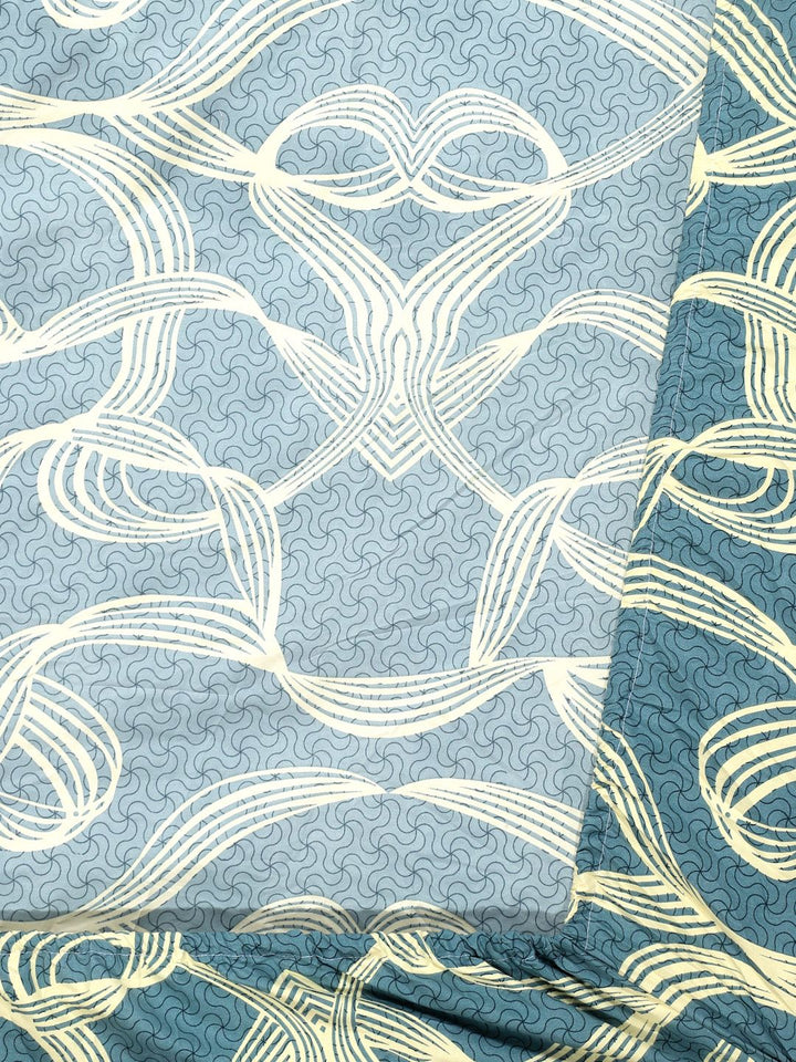 Myntra Elegant Homes Biru & Beige Printed 300 TC Set Cadar King- 250 sm x 225 cm