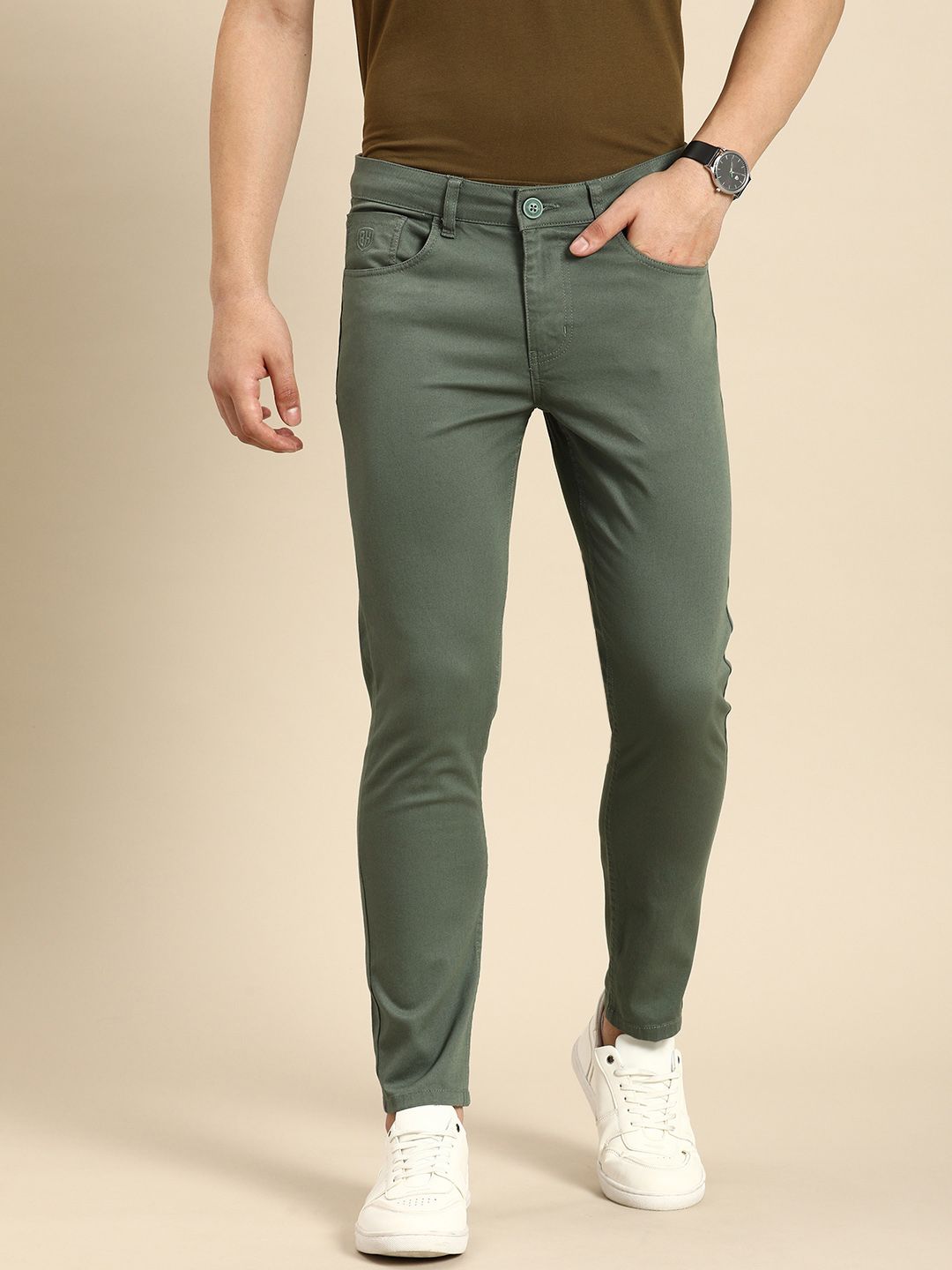 Being Human Men Textured Comfort Chinos Trousers