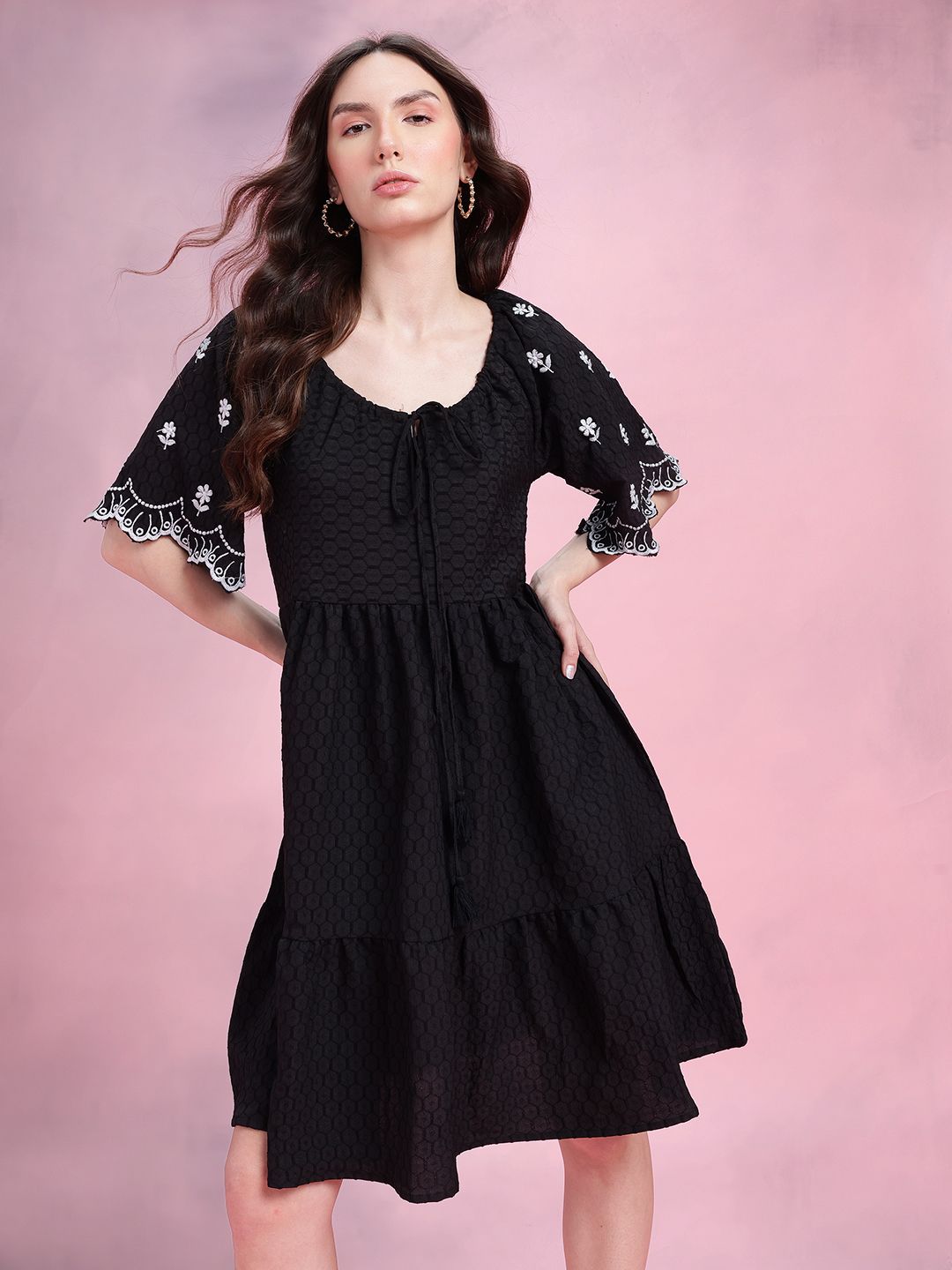 DressBerry Flared Sleeve A-Line Dress