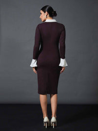 SASSAFRAS worklyf Shirt Collar Sheath Midi Dress