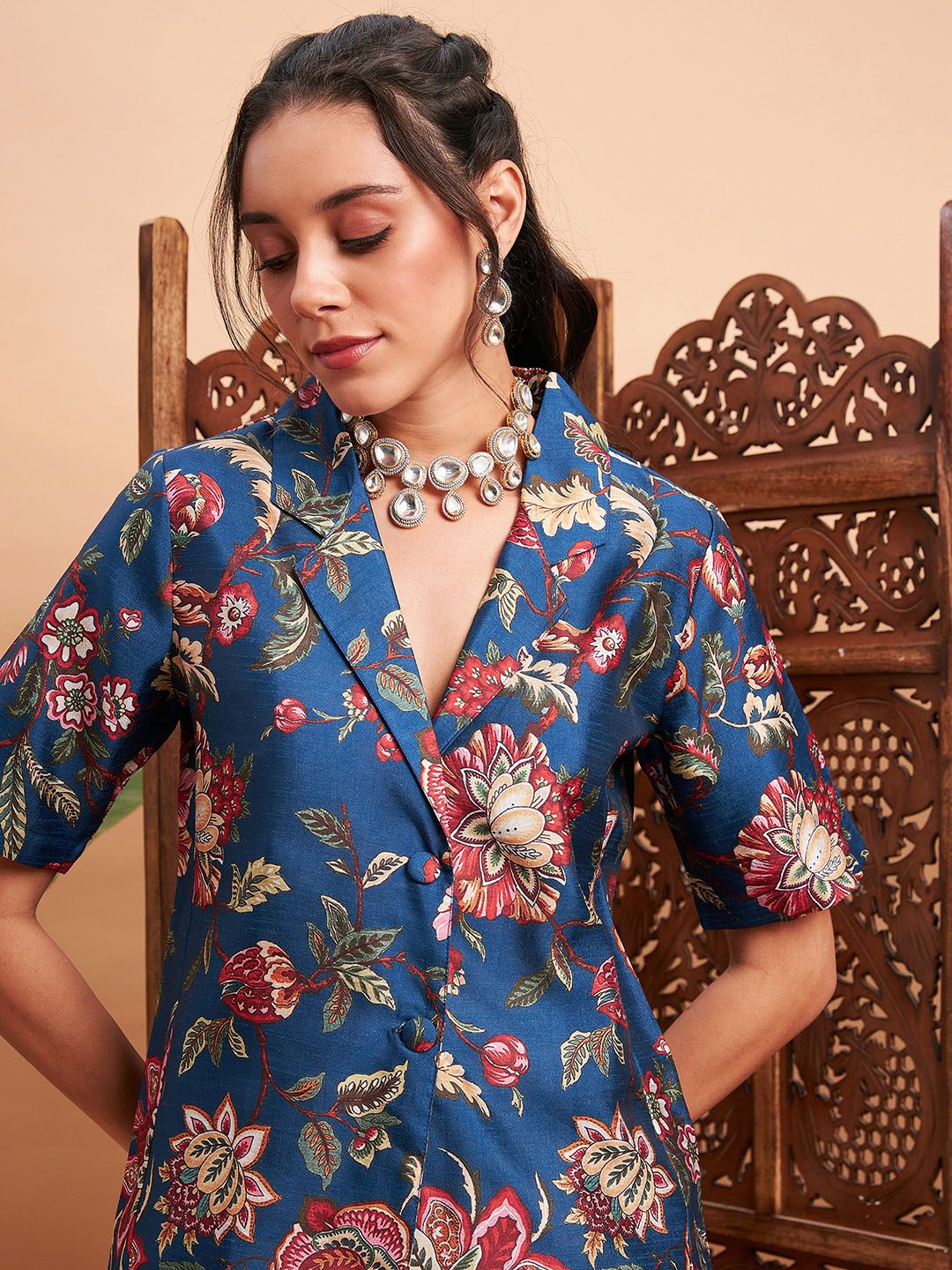Shae by SASSAFRAS Floral Printed Blazer & Pant Co-Ord Set