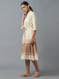 W Beige & Brown Ethnic Midi Dress