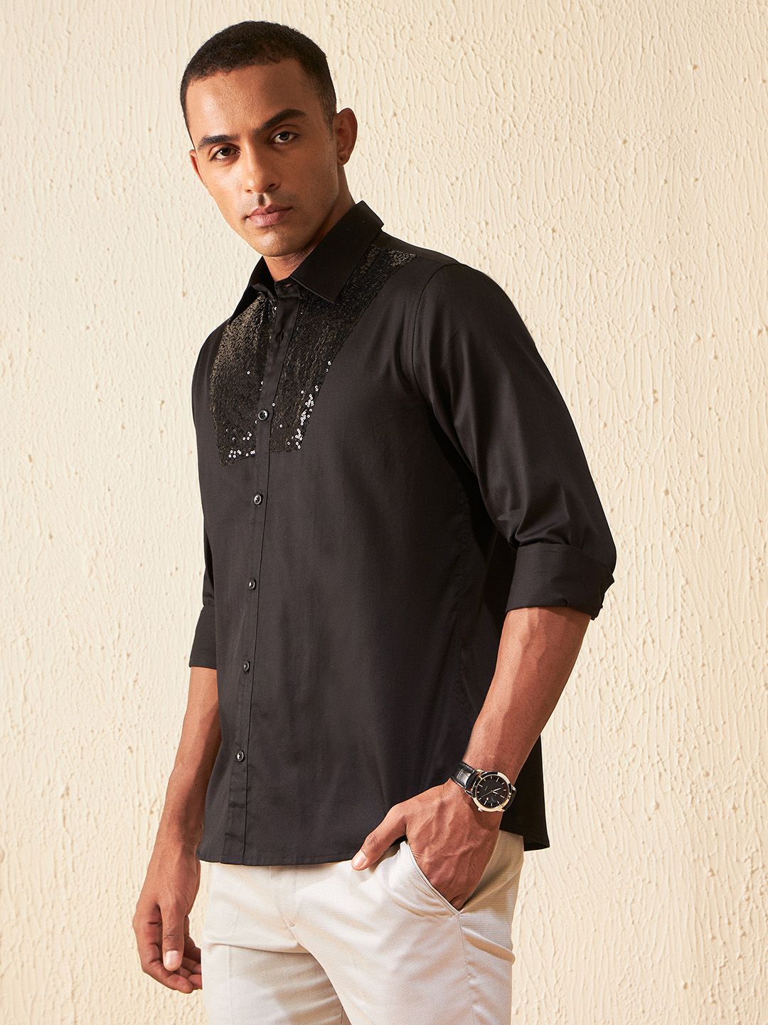 DENNISON Seqinned Smart Opaque Party Shirt