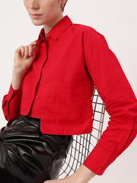 DressBerry Cherry Red Midriff Chic Feisty Cropped Shirt