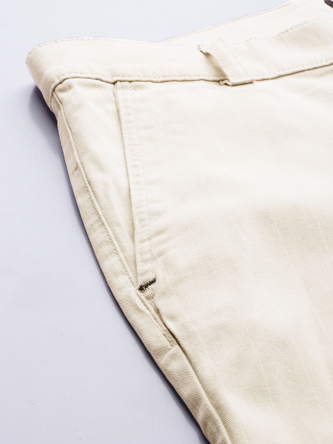 The Indian Garage Co Men Beige Striped Slim Fit Trousers