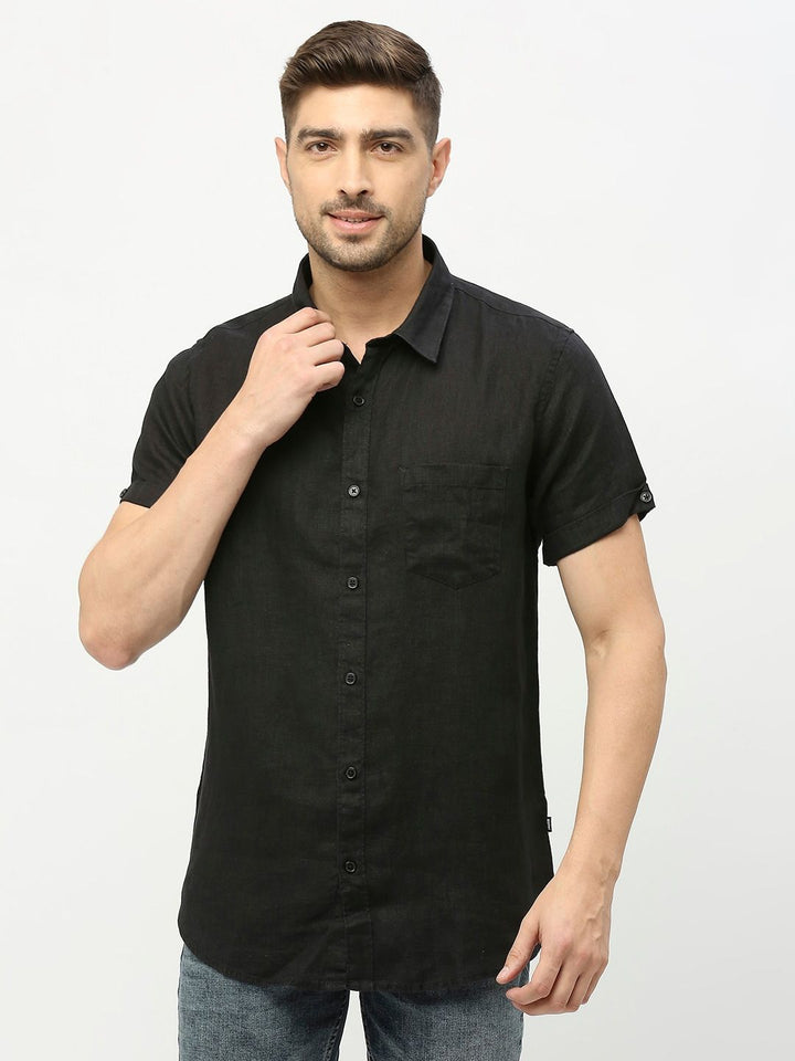 SPYKAR Spread Collar Linen Casual Shirt
