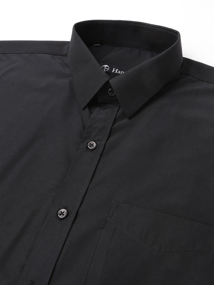 Hancock Men Black Black Slim Formal Shirt