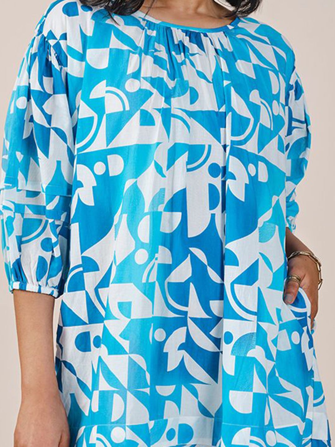 AND Women Floral Print Puff Sleeve A-Line Dress
