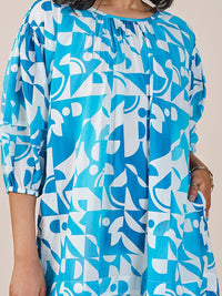 AND Women Floral Print Puff Sleeve A-Line Dress