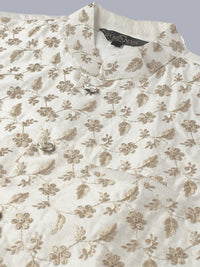 SOJANYA Embroidered Pure Cotton Kurta with Pyjamas & Narhu Jacket