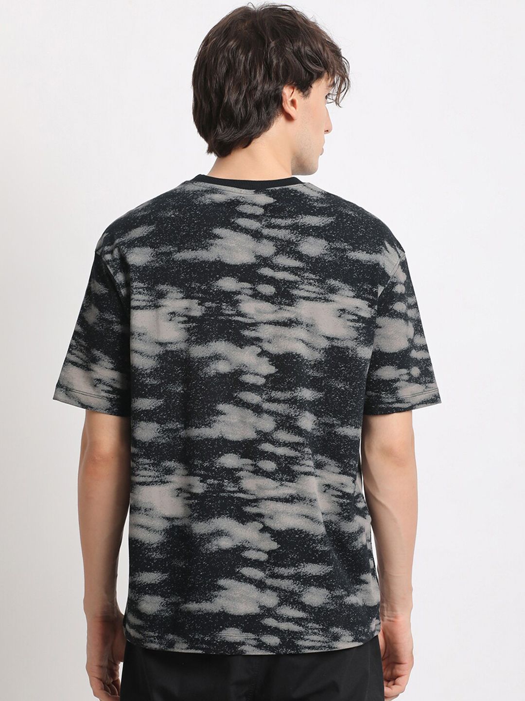 THE BEAR HOUSE Abstract Printed Round Neck Oversized Cotton T-shirt