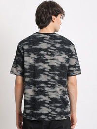 THE BEAR HOUSE Abstract Printed Round Neck Oversized Cotton T-shirt