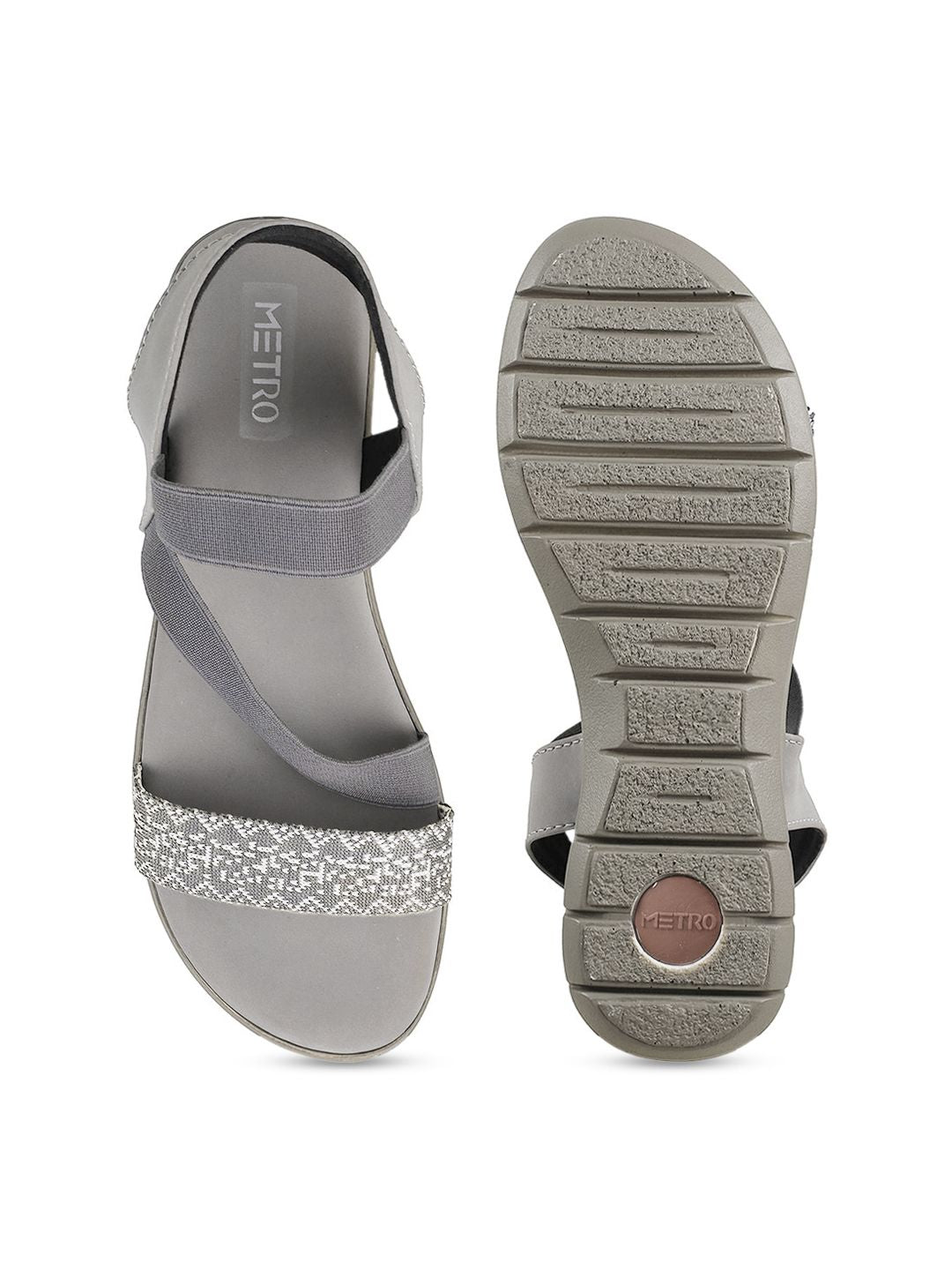 Metro Women Grey Open Toe Flats