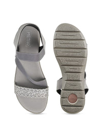 Metro Women Grey Open Toe Flats