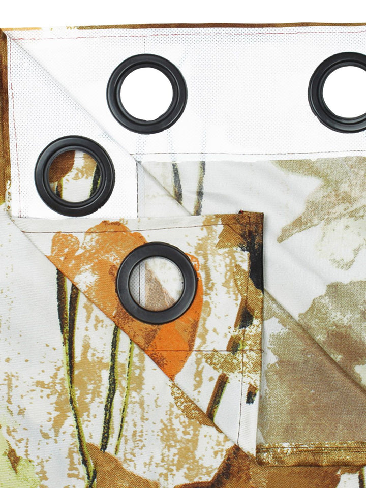 Story@home Off White & Brown 2-Pieces Floral Door Curtains