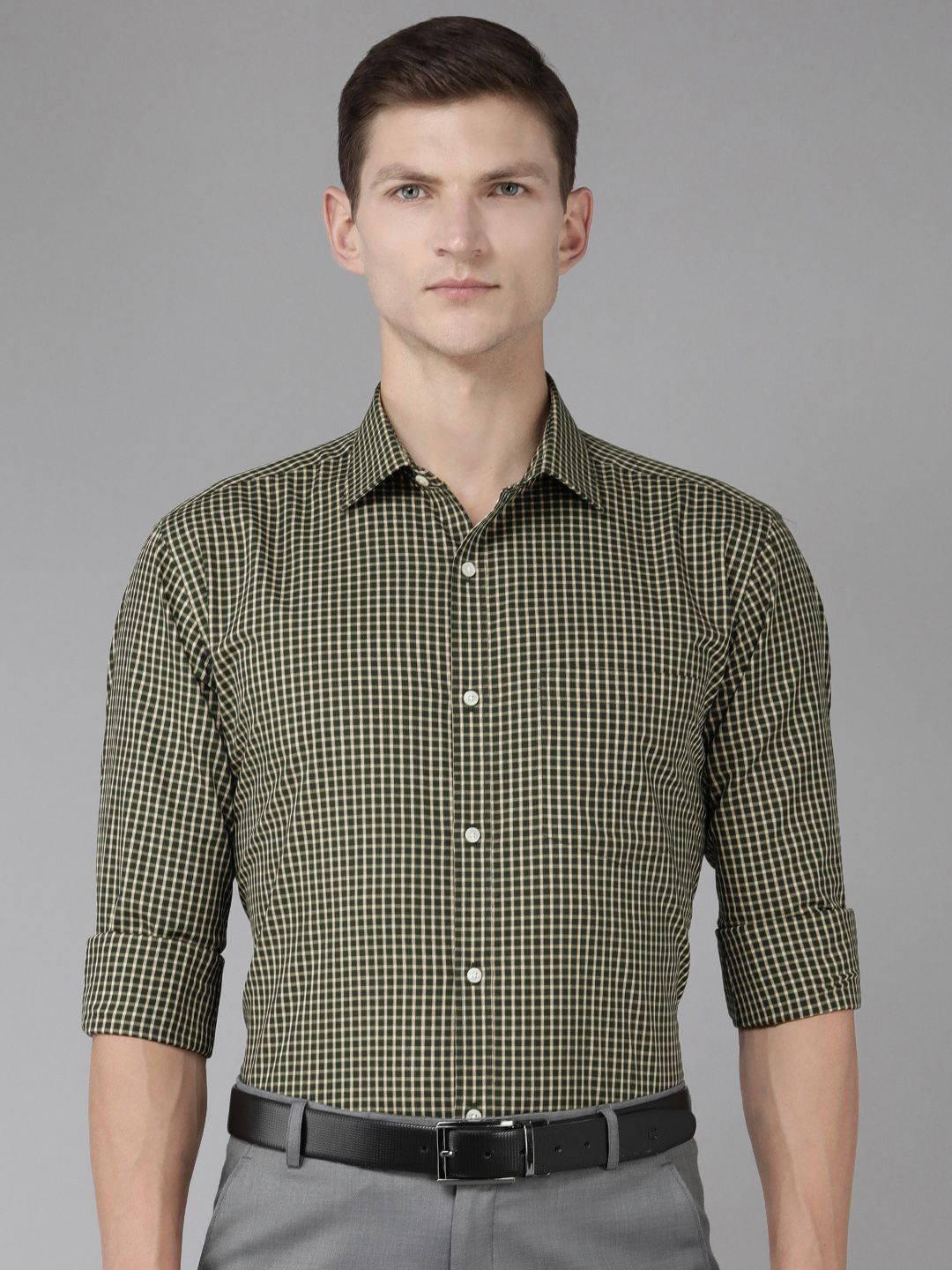 Park Avenue Slim Fit Micro Checked Pure Cotton Formal Shirt