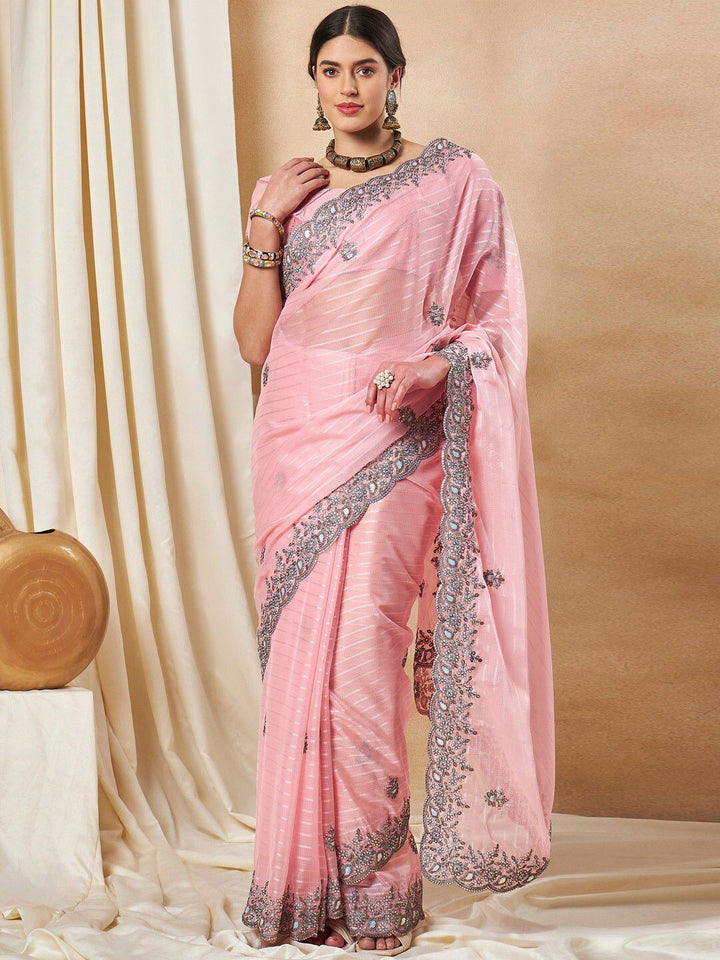 Saree mall Embellished Sequinned Poly Georgette Sarees